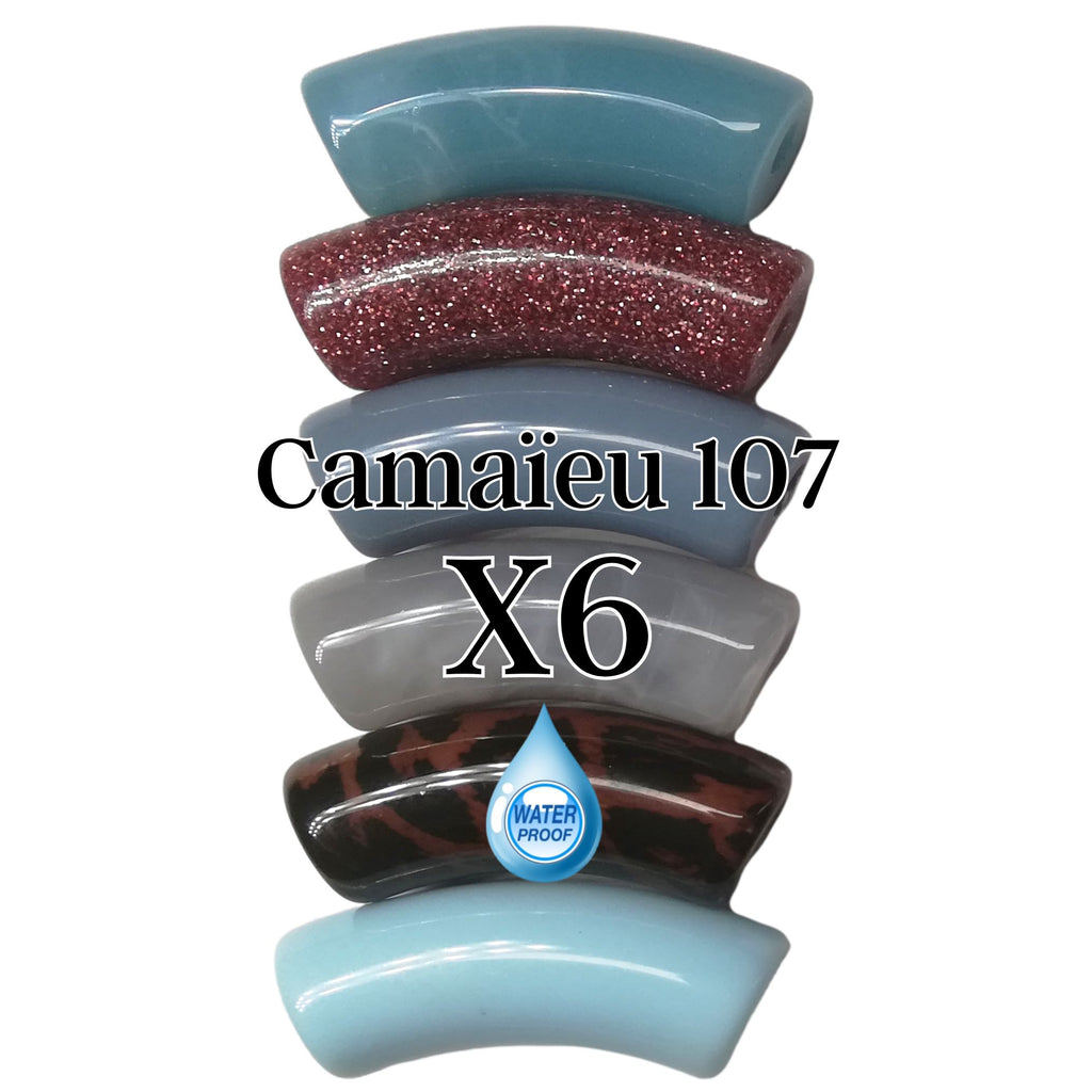 Camaieu 107- Lot mixte de 6 tubes incurvés 12MM