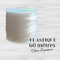 Bobine de 60m de fil élastique plat, blanc 0.80mm