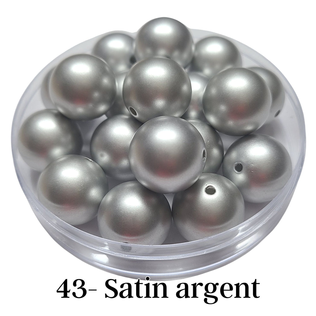 43 - Boules acryliques brillantes Satin argent 20MM