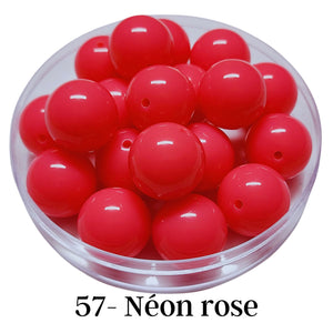 57 - Boules acryliques brillantes Néon rose 20MM