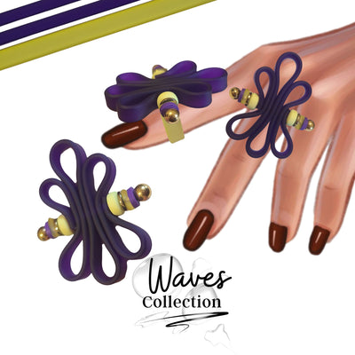 KIT bague silicone collection Waves - Violet/citron #6