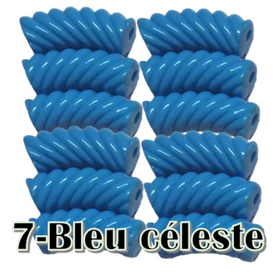 7- Tube courbe torsadé bleu céleste 8mm/12MM