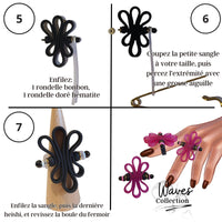 KIT bague silicone collection Waves - Fuchsia/noir #2