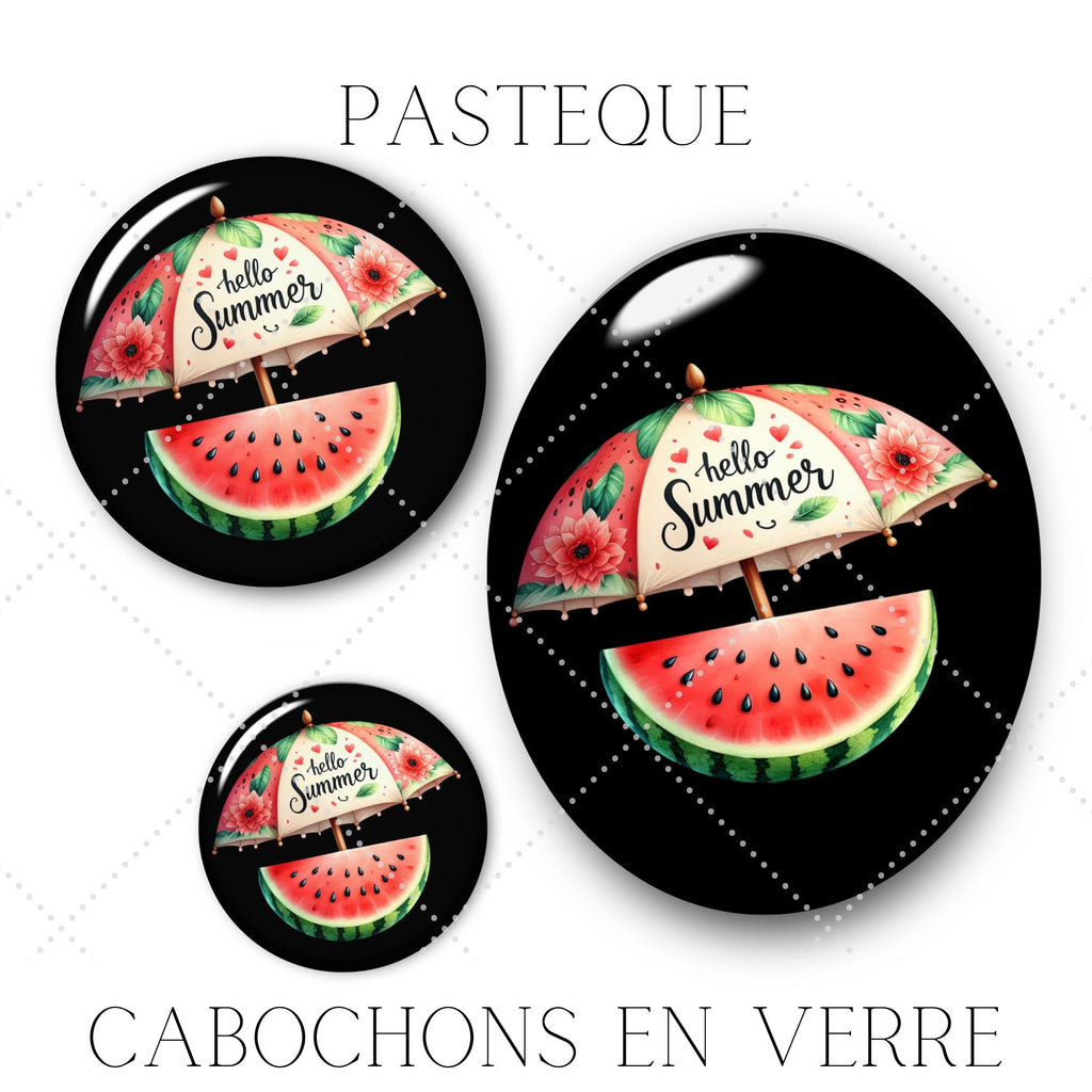 Cabochons en verre Pastèque -Réf CAB10