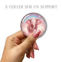 Cabochons en verre Eléphants family -Réf CAB14