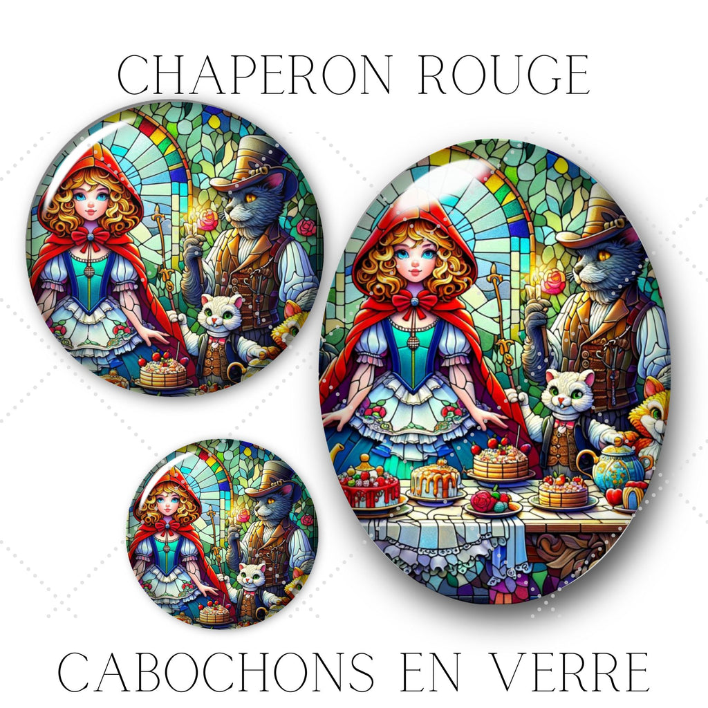 Cabochons en verre Chaperon rouge -Réf CAB5