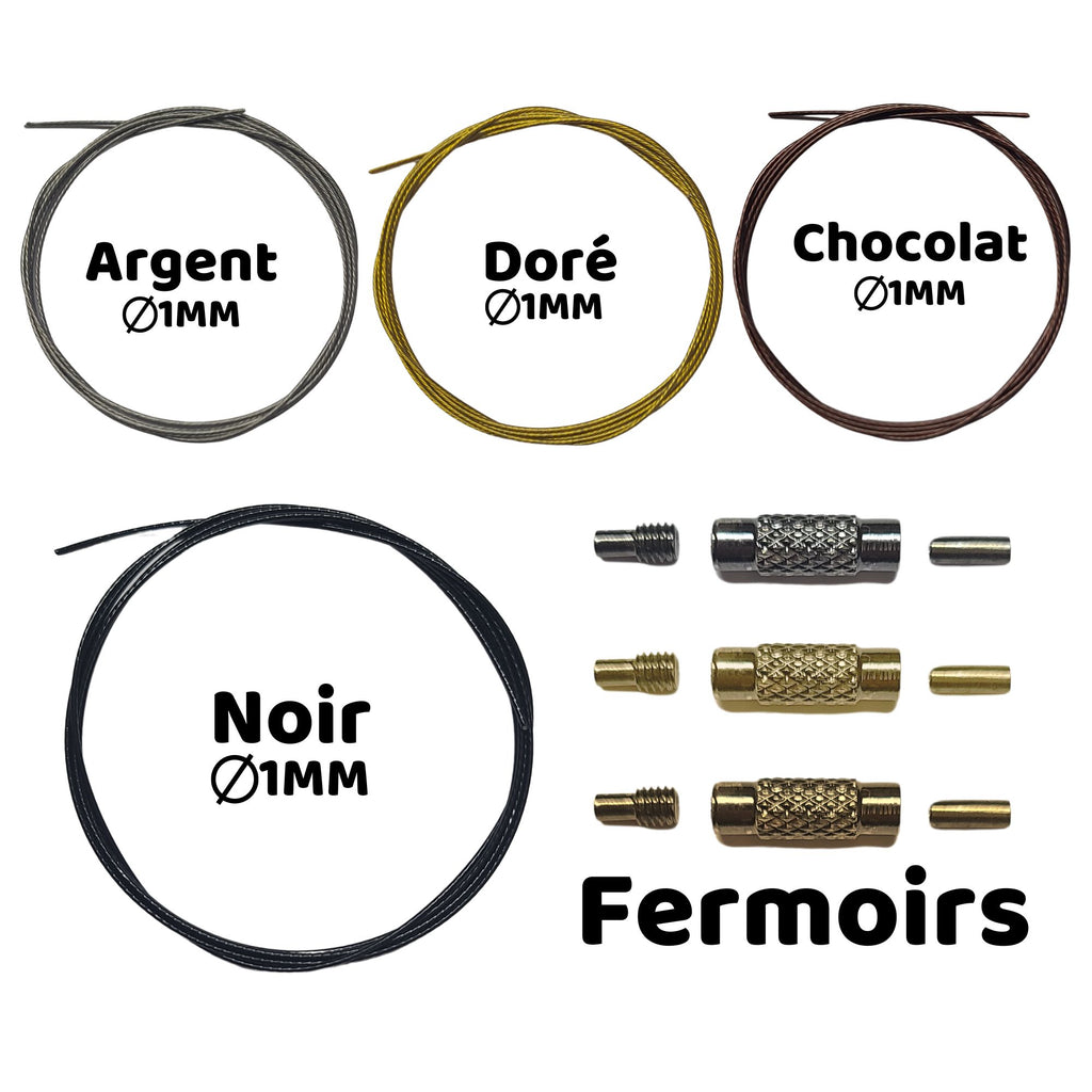 Fils cablés épais & fermoirs à vis