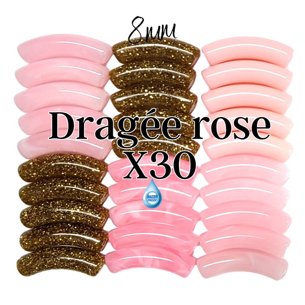 Camaieu 81 - Lot mixte tubes incurvés Dragée rose 8MM