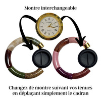 BM101- Kit Duo vert-rose, bracelets montre interchangeable