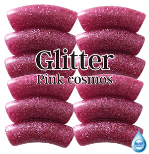 326- Tubes incurvés Glitter Pink cosmos 12MM