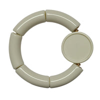 25MM- Support base cabochon double face, blanc cassé