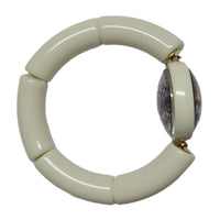 25MM- Support base cabochon double face, blanc cassé