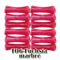 5-Tube octogonal bambou fuchsia marbré 8MM