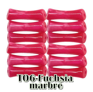 5-Tube octogonal bambou fuchsia marbré 8MM