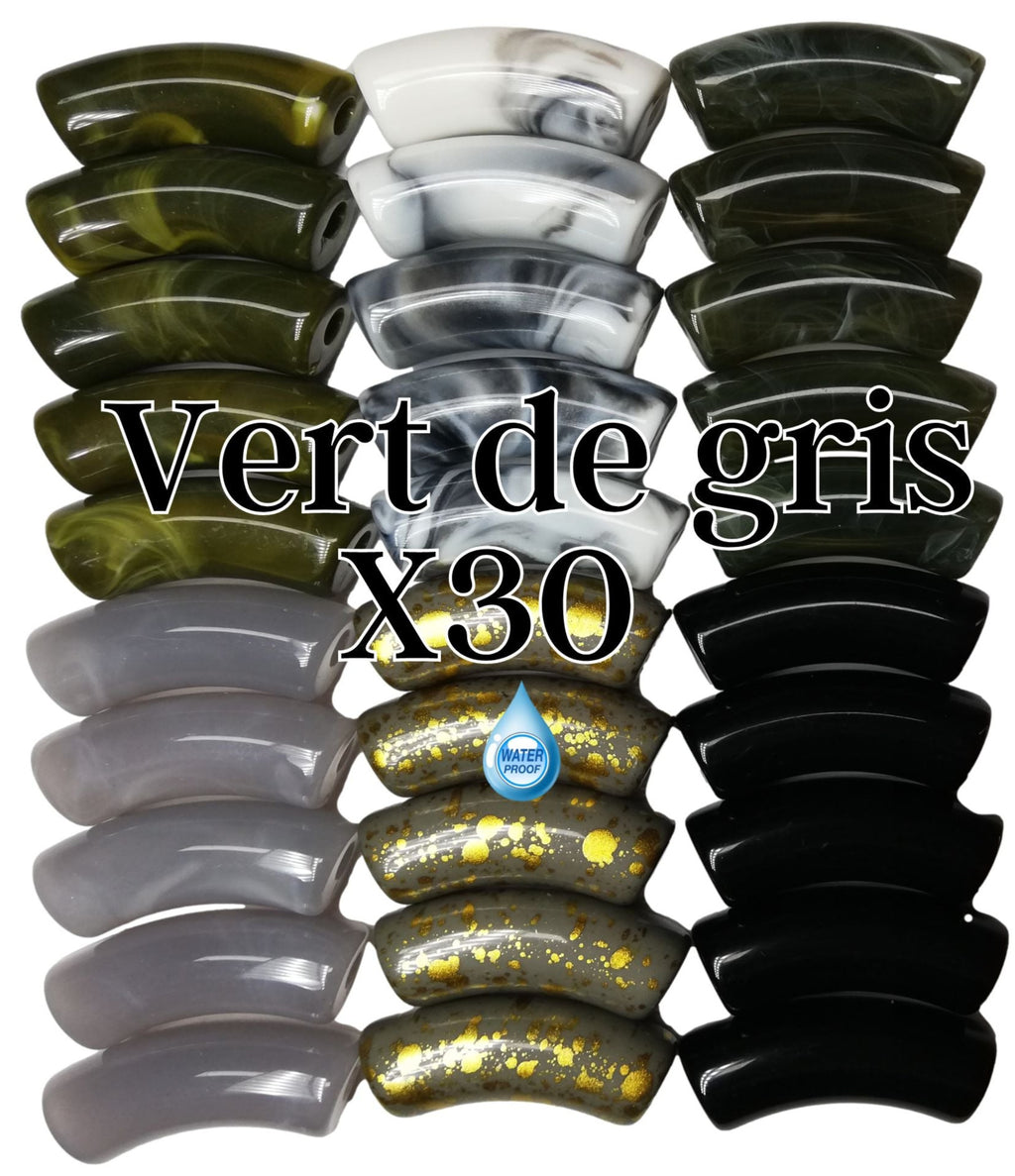 Camaieu 25- Lot mixte tubes incurvés Vert de gris 12MM