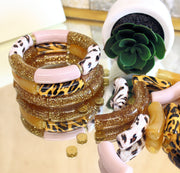 PACKS bracelets, Glitter doré et rondelles en plaqué or 18k