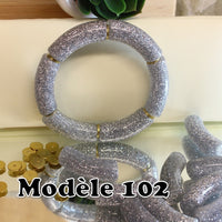 PACKS bracelets, Glitter argent et rondelles en plaqué or 18k